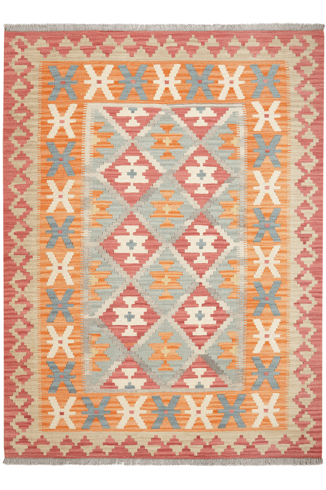 Kelim Gashgai — Handmade, 149x203 cm, Beige, 100% Virgin Wool | Main view