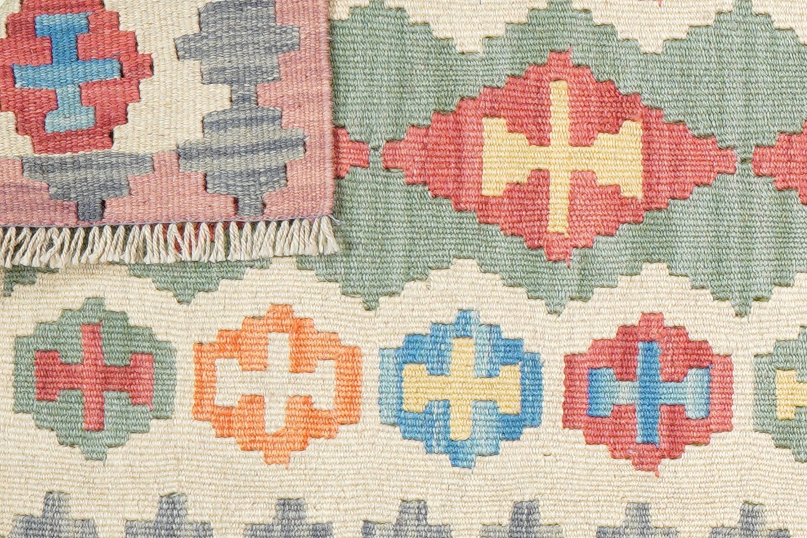 Kelim Gashgai — Handmade, 61x244 cm, Green, 100% Virgin Wool | View 6