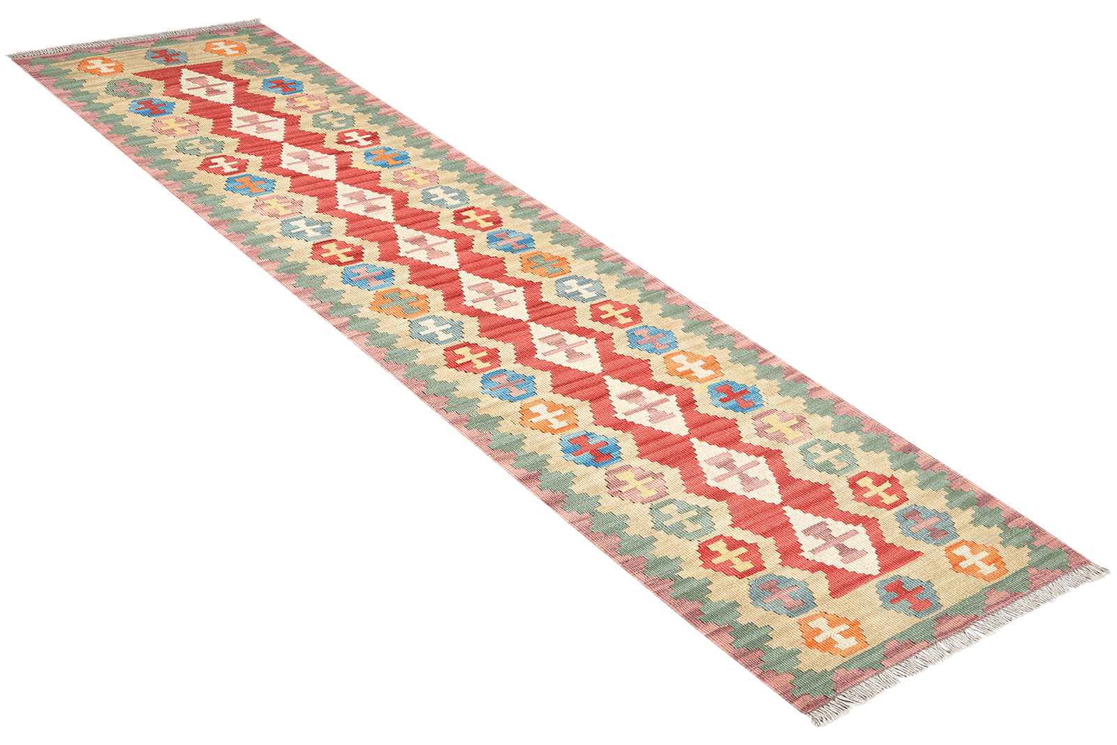 Kelim Gashgai — Handmade, 60x244 cm, Red, 100% Virgin Wool | View 4