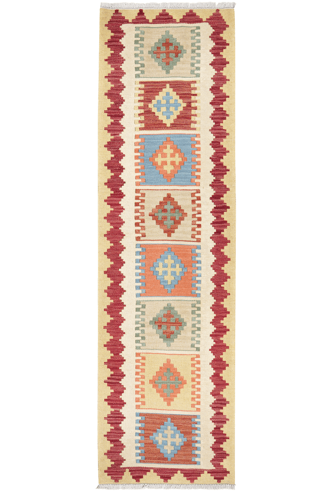 Kelim Gashgai — Handmade, 59x203 cm, Beige, 100% Virgin Wool | Main view