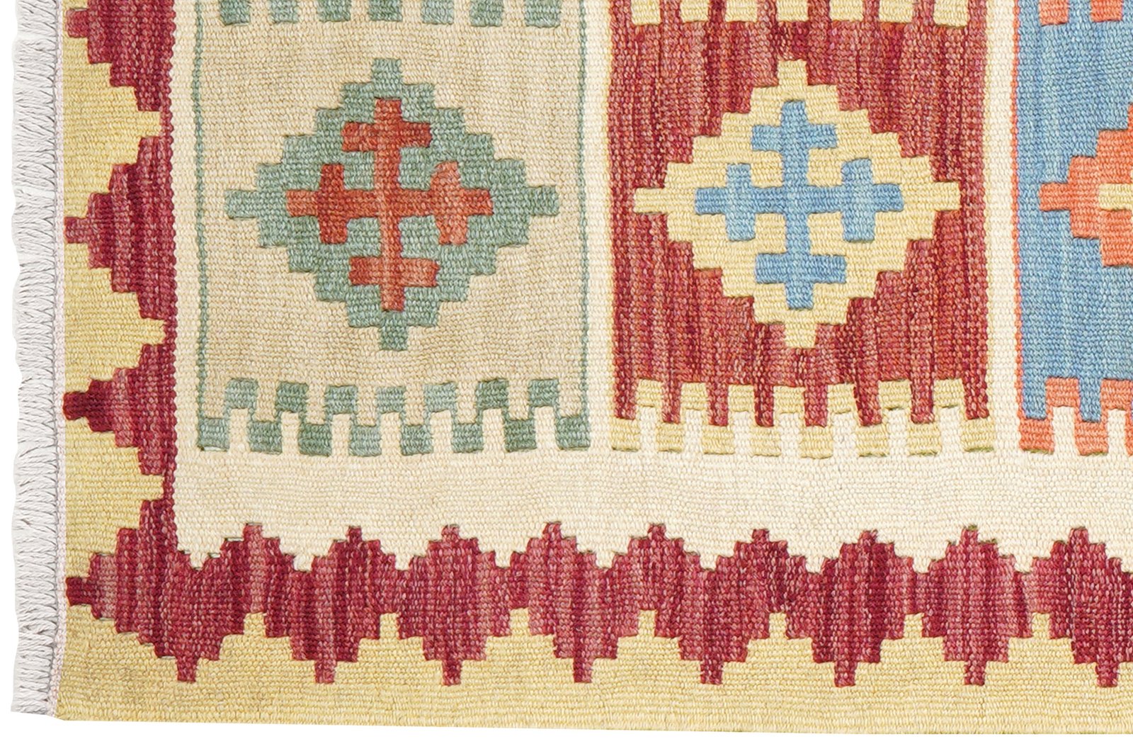 Kelim Gashgai — Handmade, 59x203 cm, Beige, 100% Virgin Wool | View 3
