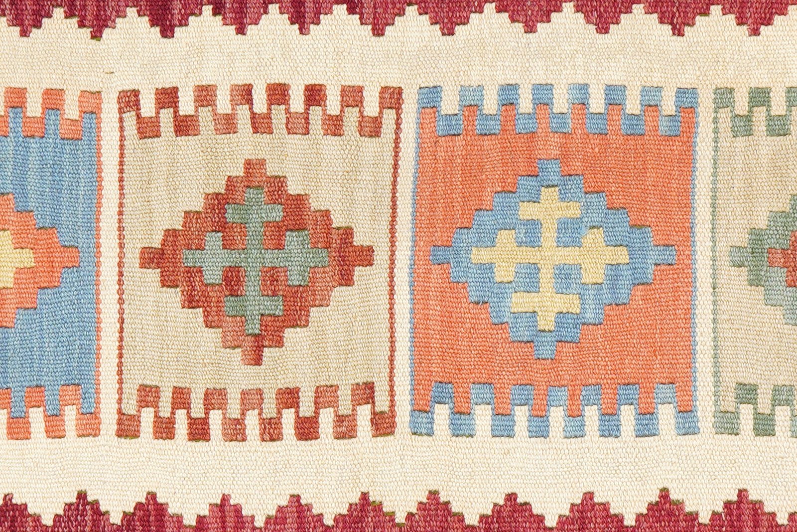 Kelim Gashgai — Handmade, 59x203 cm, Beige, 100% Virgin Wool | View 5