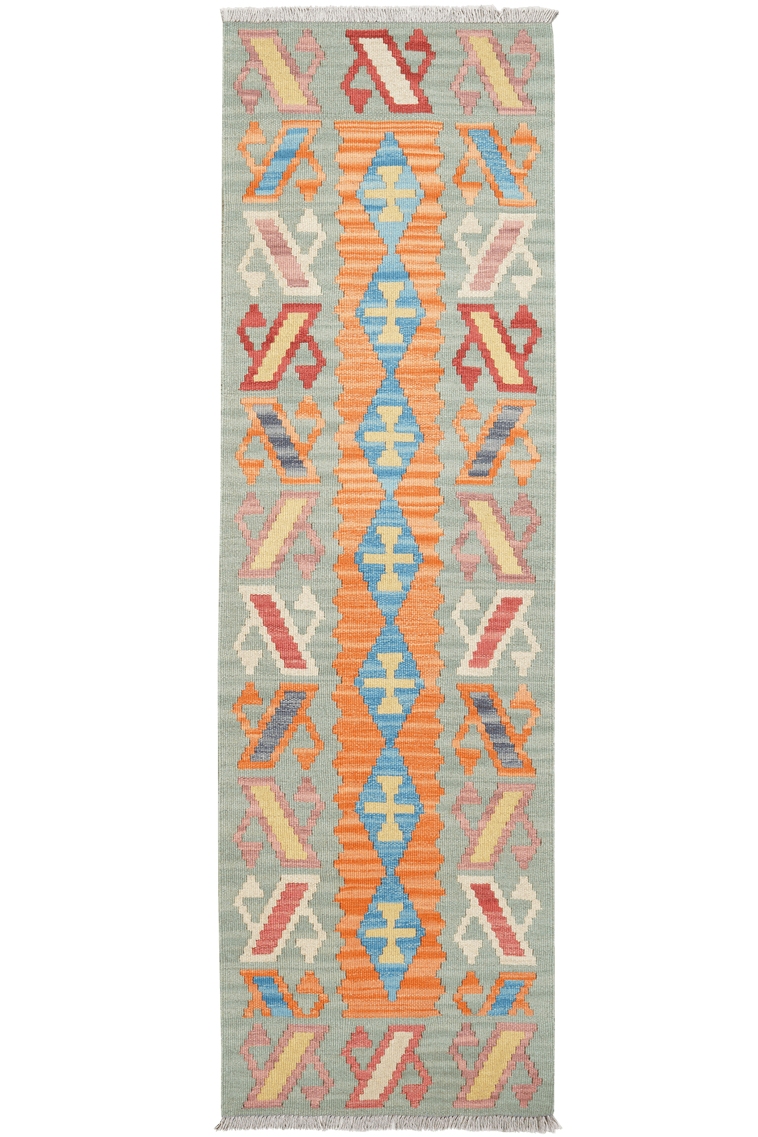 Kelim Gashgai — Handmade, 59x197 cm, Red, 100% Virgin Wool | Main view