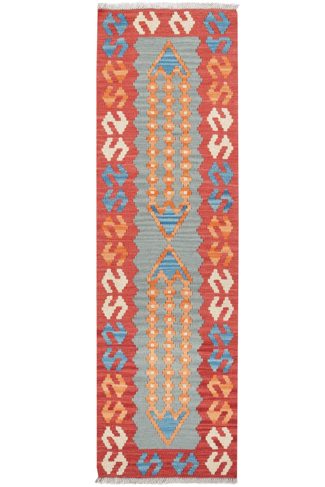 Kelim Gashgai — Handmade, 59x190 cm, Green, 100% Virgin Wool | Main view