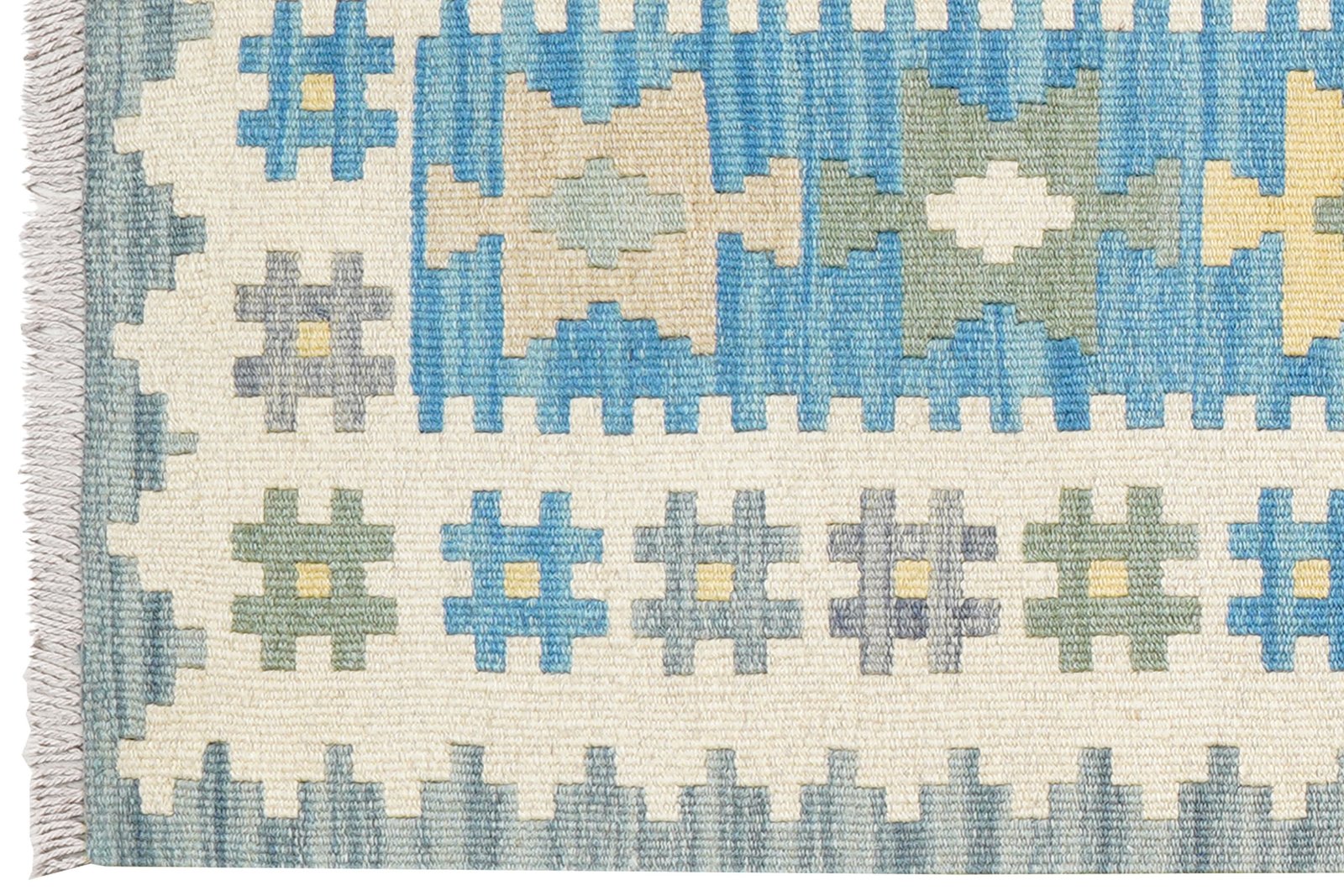 Kelim Gashgai — Handmade, 57x196 cm, Blue, 100% Virgin Wool | View 3