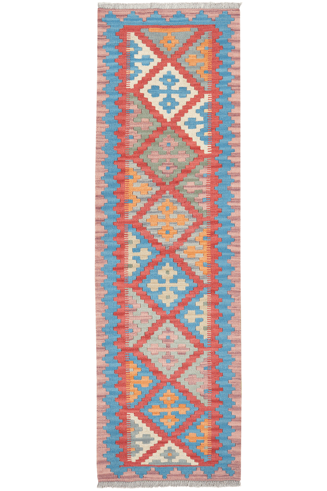 Kelim Gashgai — Handmade, 59x196 cm, Red, 100% Virgin Wool | Main view