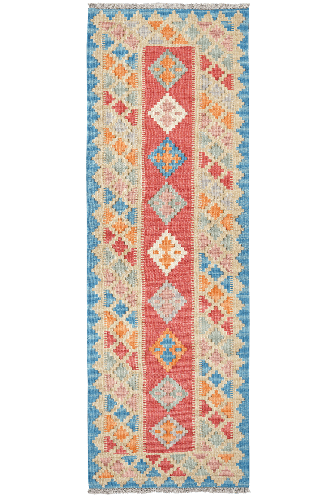 Kelim Gashgai — Handmade, 64x196 cm, Red, 100% Virgin Wool | Main view