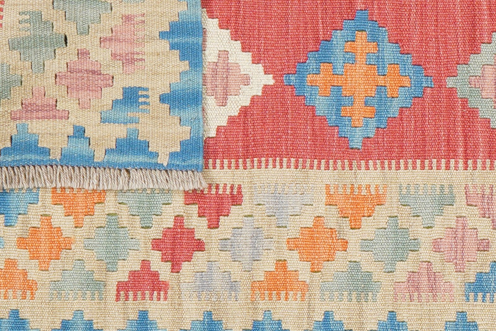 Kelim Gashgai — Handmade, 64x196 cm, Red, 100% Virgin Wool | View 6