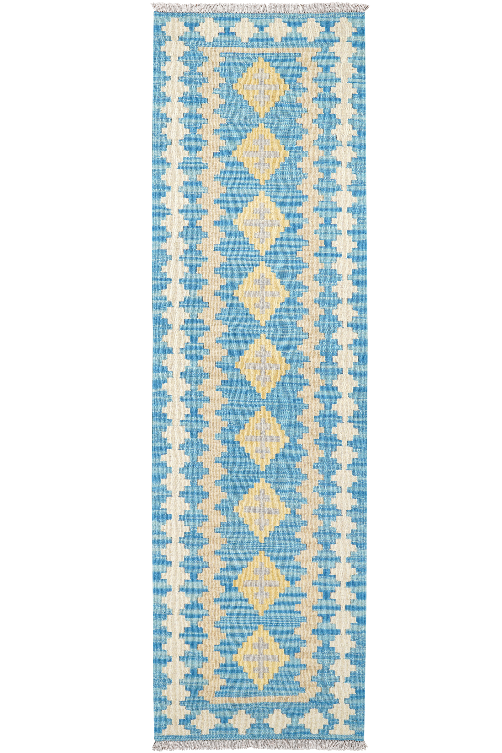 Kelim Gashgai — Handgefertigt, 198x58 cm, Beige, 100% Virgin Wool | Main view