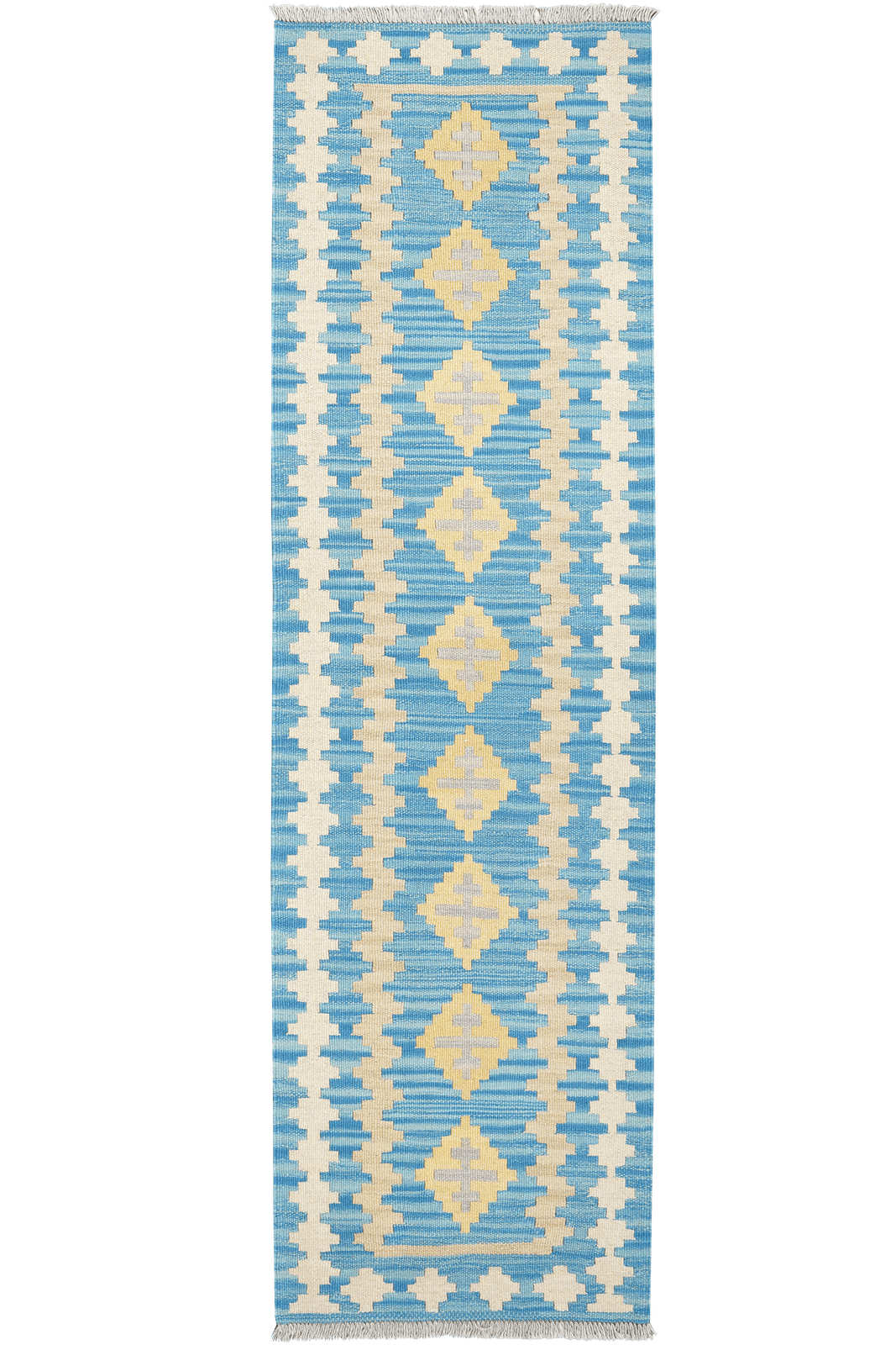 Kelim Gashgai — Handmade, 58x198 cm, Blue, 100% Virgin Wool | Main view