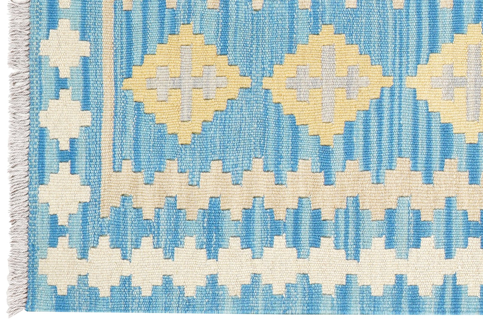 Kelim Gashgai — Handmade, 58x198 cm, Blue, 100% Virgin Wool | View 3