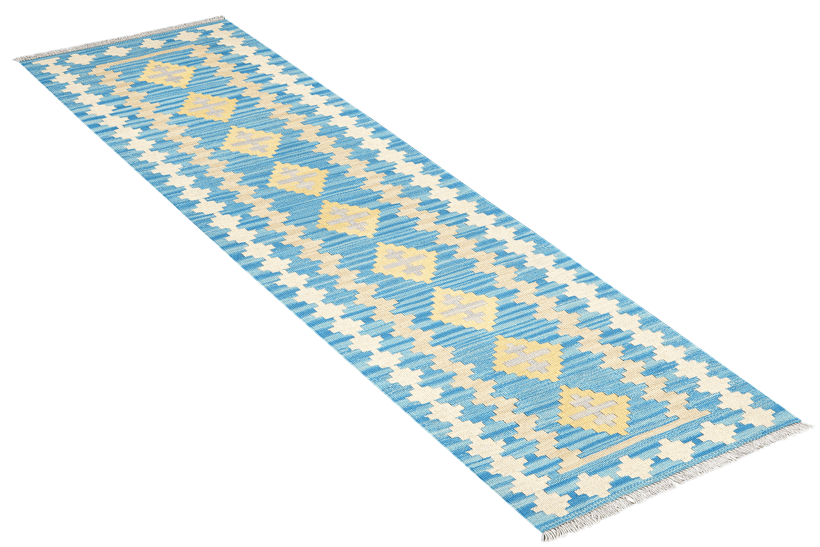 Kelim Gashgai — Handmade, 58x198 cm, Blue, 100% Virgin Wool | View 4