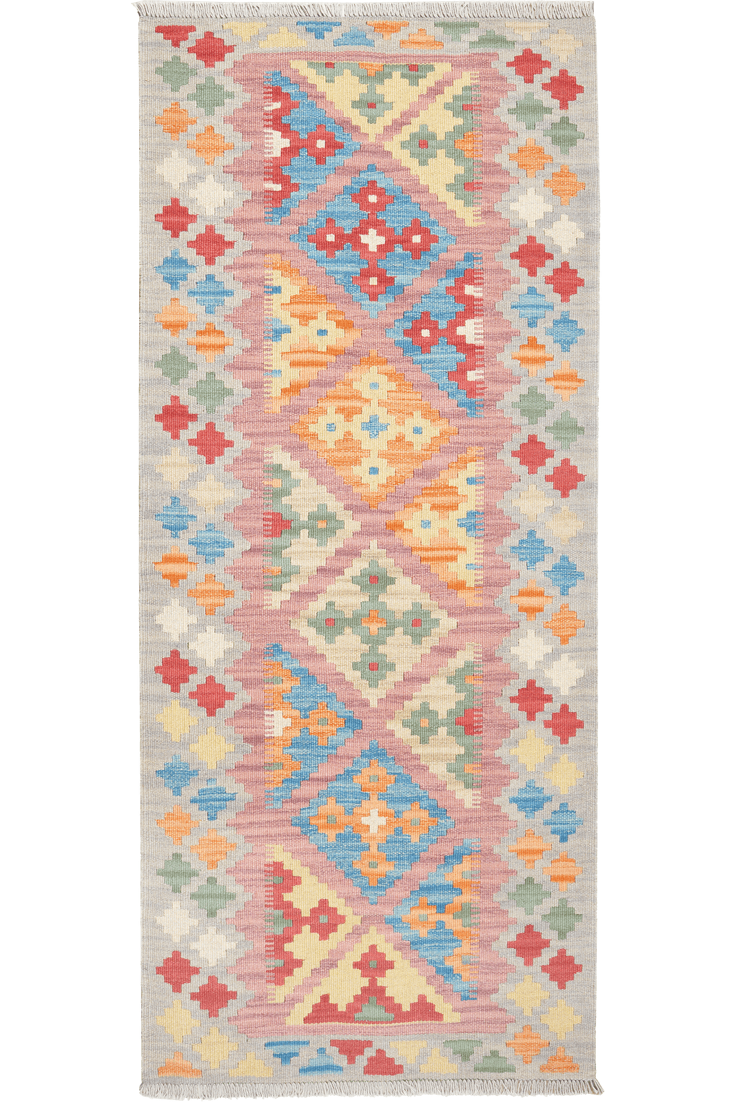 Kelim Gashgai — Handmade, 83x199 cm, Pink, 100% Virgin Wool | Main view