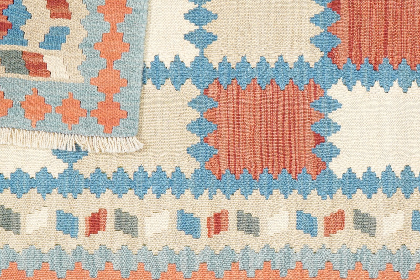 Kelim Gashgai — Handmade, 82x187 cm, Blue, 100% Virgin Wool | View 6