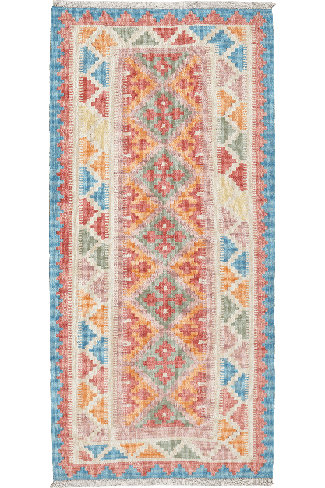 Kelim Gashgai — Handmade, 86x188 cm, Pink, 100% Virgin Wool | Main view