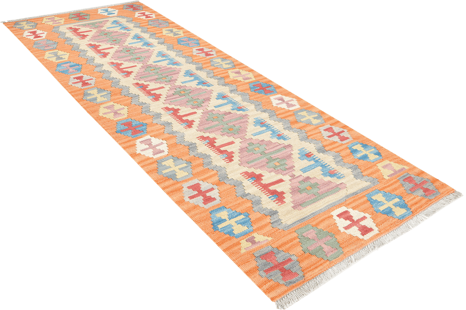 Kelim Gashgai — Handmade, 85x198 cm, Beige, 100% Virgin Wool | View 4