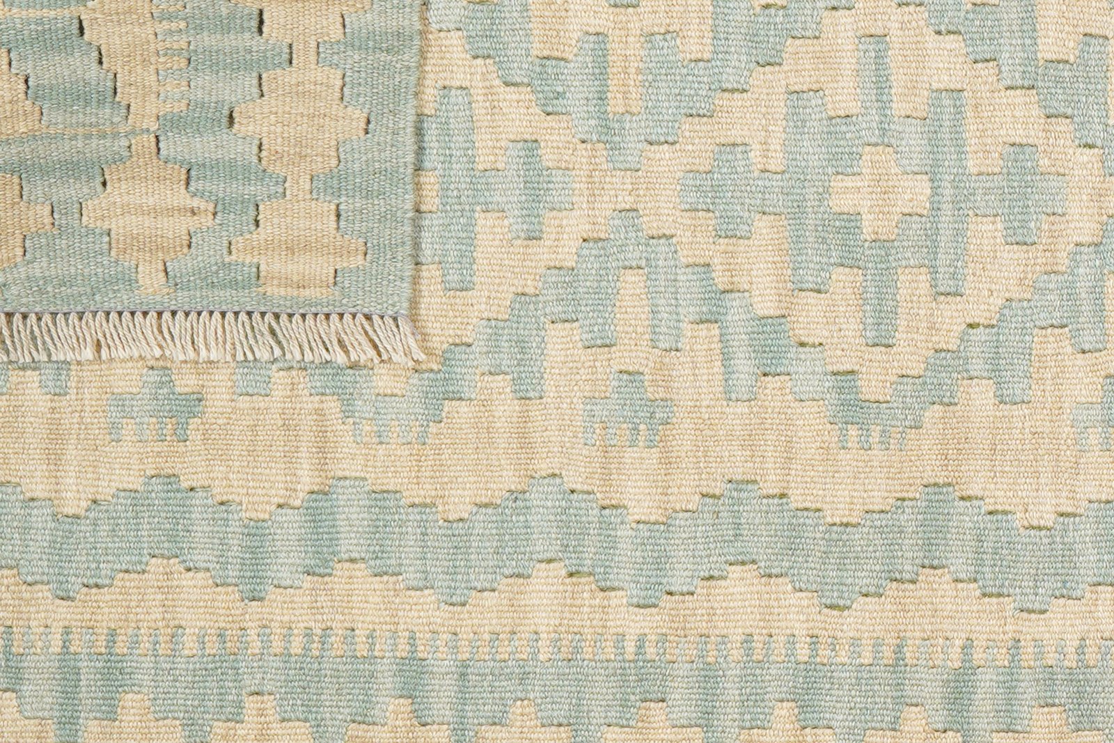 Kelim Gashgai — Handmade, 85x252 cm, Beige, 100% Virgin Wool | View 6