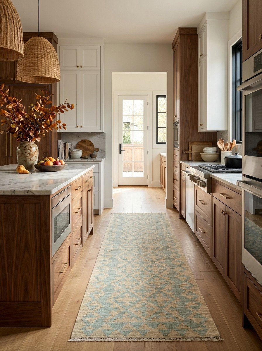 Kelim Gashgai — Handgefertigt, 255x85 cm, Beige, 100% Virgin Wool | Back view