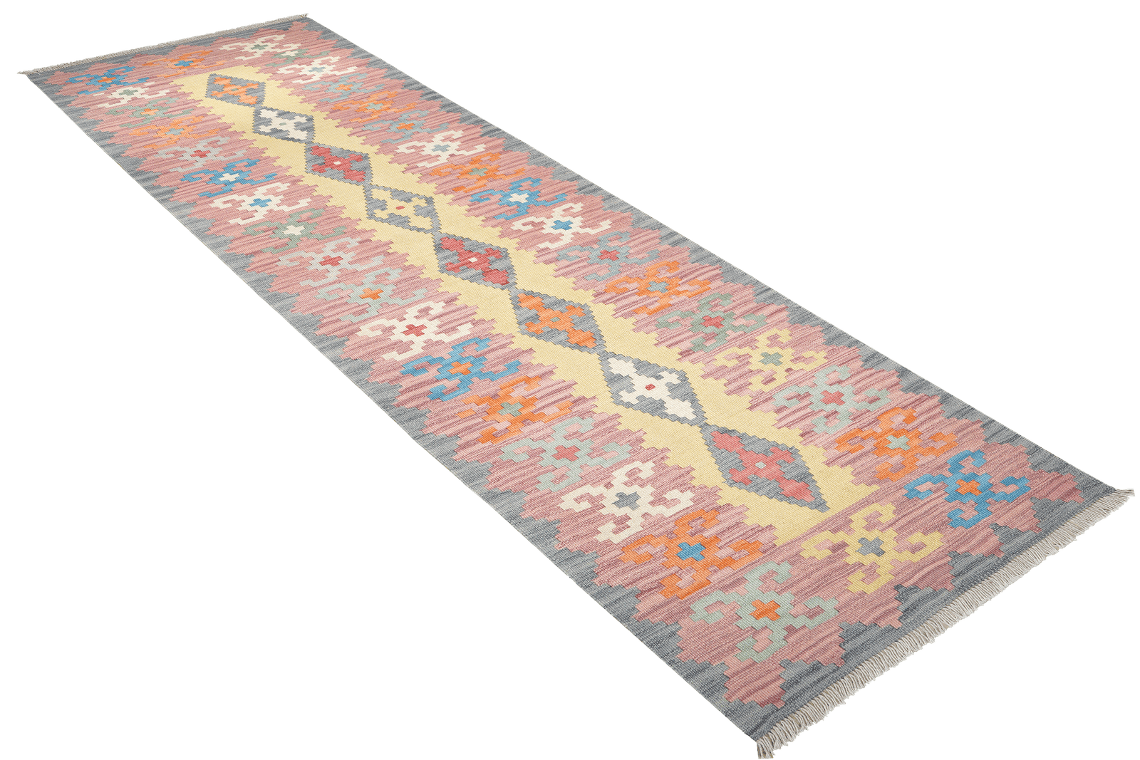 Kelim Gashgai — Handmade, 81x292 cm, Yellow, 100% Virgin Wool | View 4