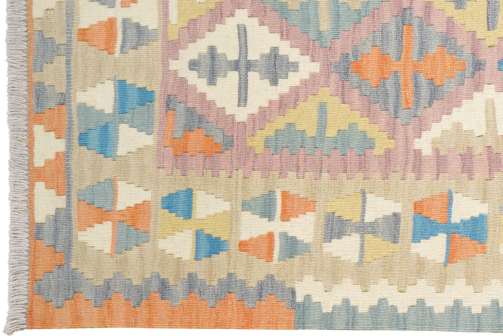 Kelim Gashgai — Handmade, 85x297 cm, Pink, 100% Virgin Wool | View 3