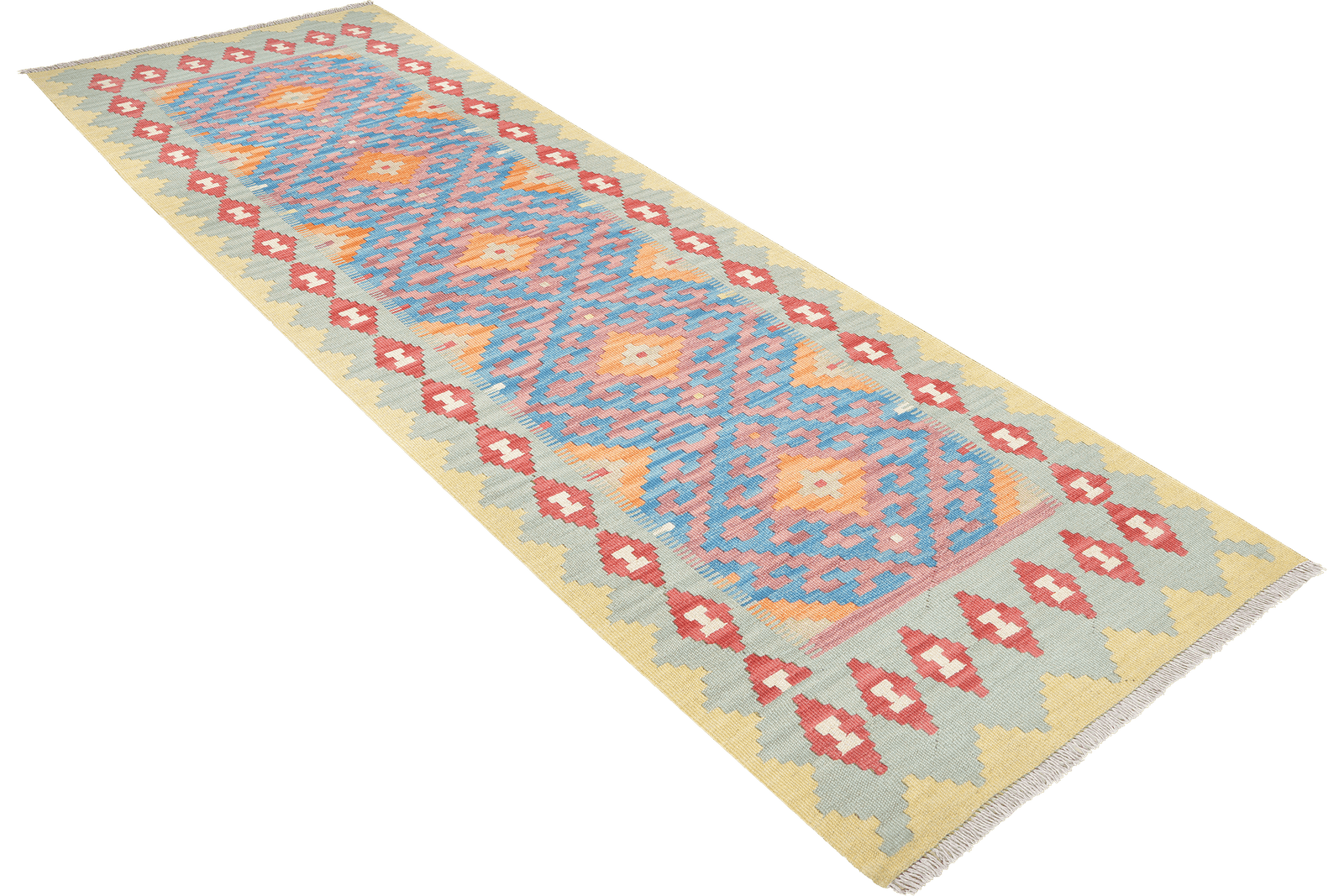 Kelim Gashgai — Handmade, 81x283 cm, Blue, 100% Virgin Wool | View 4