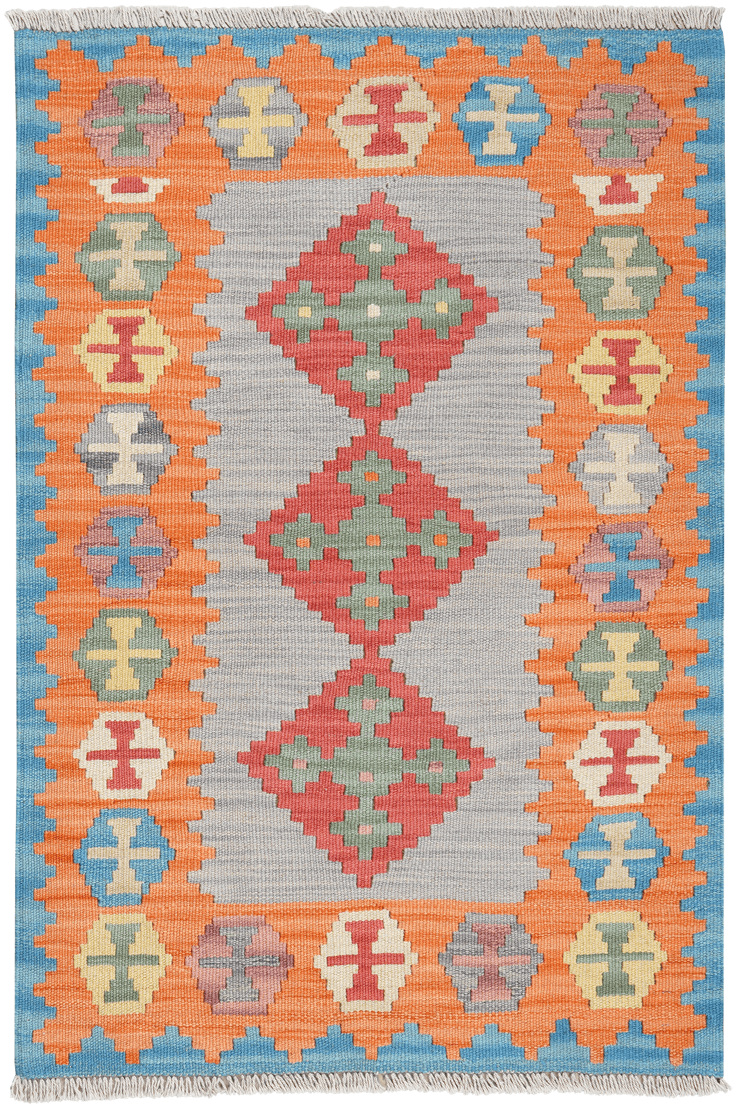 Kelim Gashgai — Handmade, 82x121 cm, Blue, 100% Virgin Wool | Main view