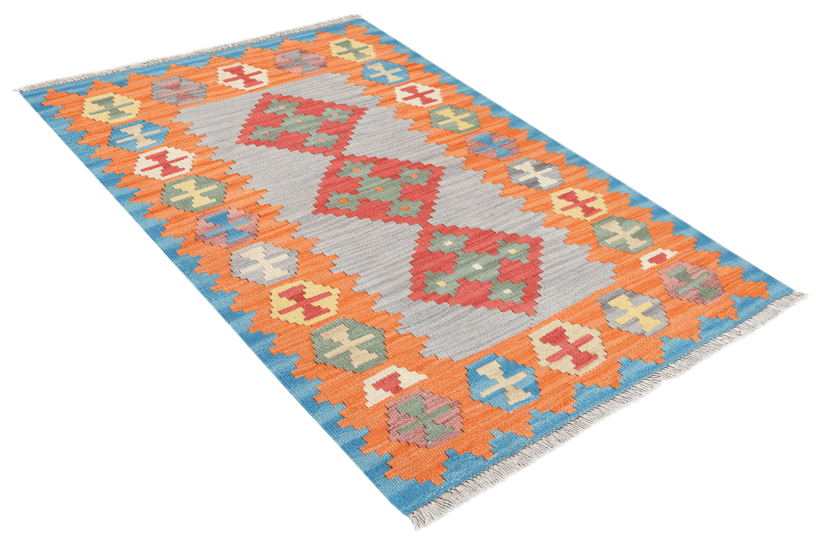 Kelim Gashgai — Handmade, 82x121 cm, Blue, 100% Virgin Wool | View 4