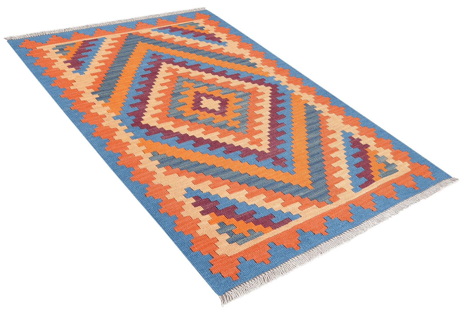 Kelim Gashgai — Handmade, 84x123 cm, Blue, 100% Virgin Wool | View 4