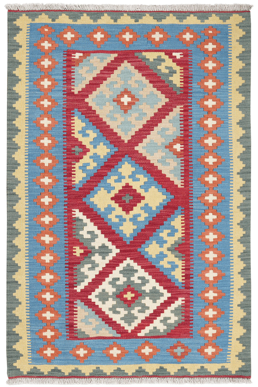 Kelim Gashgai — Handmade, 100x151 cm, Red, 100% Virgin Wool | Main view