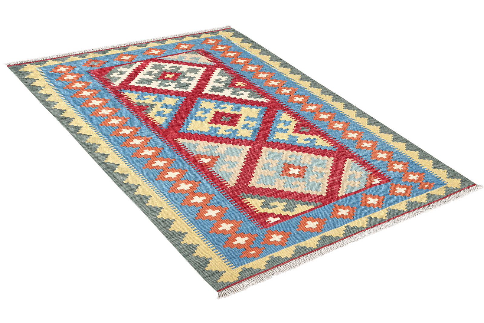 Kelim Gashgai — Handmade, 100x151 cm, Red, 100% Virgin Wool | View 4