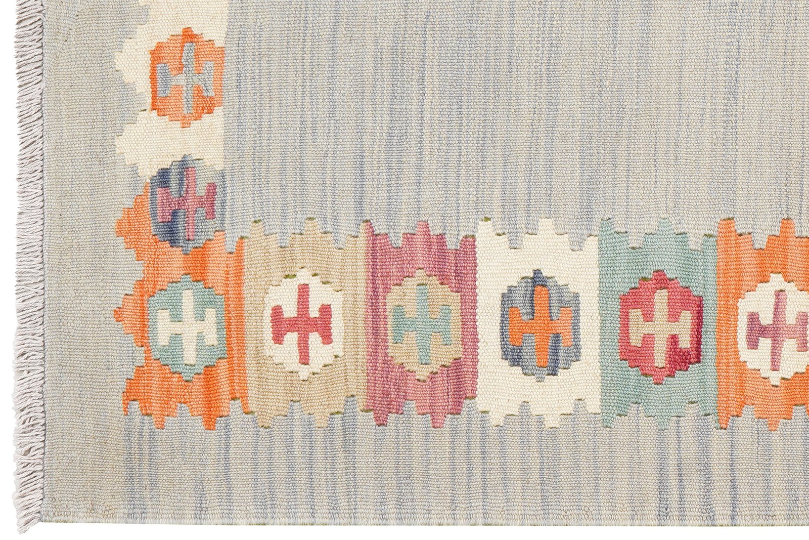 Kelim Gashgai — Handmade, 100x147 cm, Grey, 100% Virgin Wool | View 3