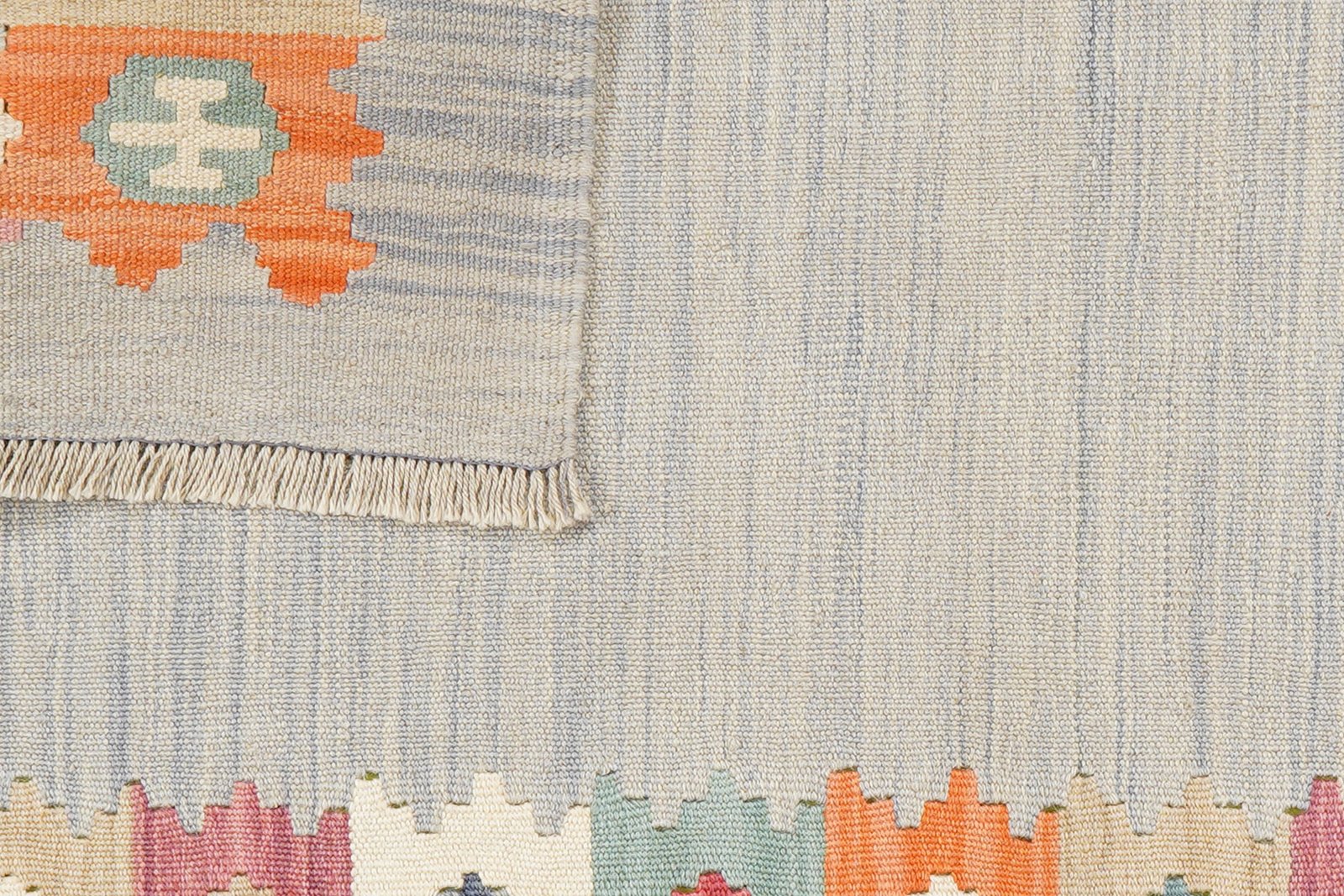 Kelim Gashgai — Handmade, 100x147 cm, Grey, 100% Virgin Wool | View 6