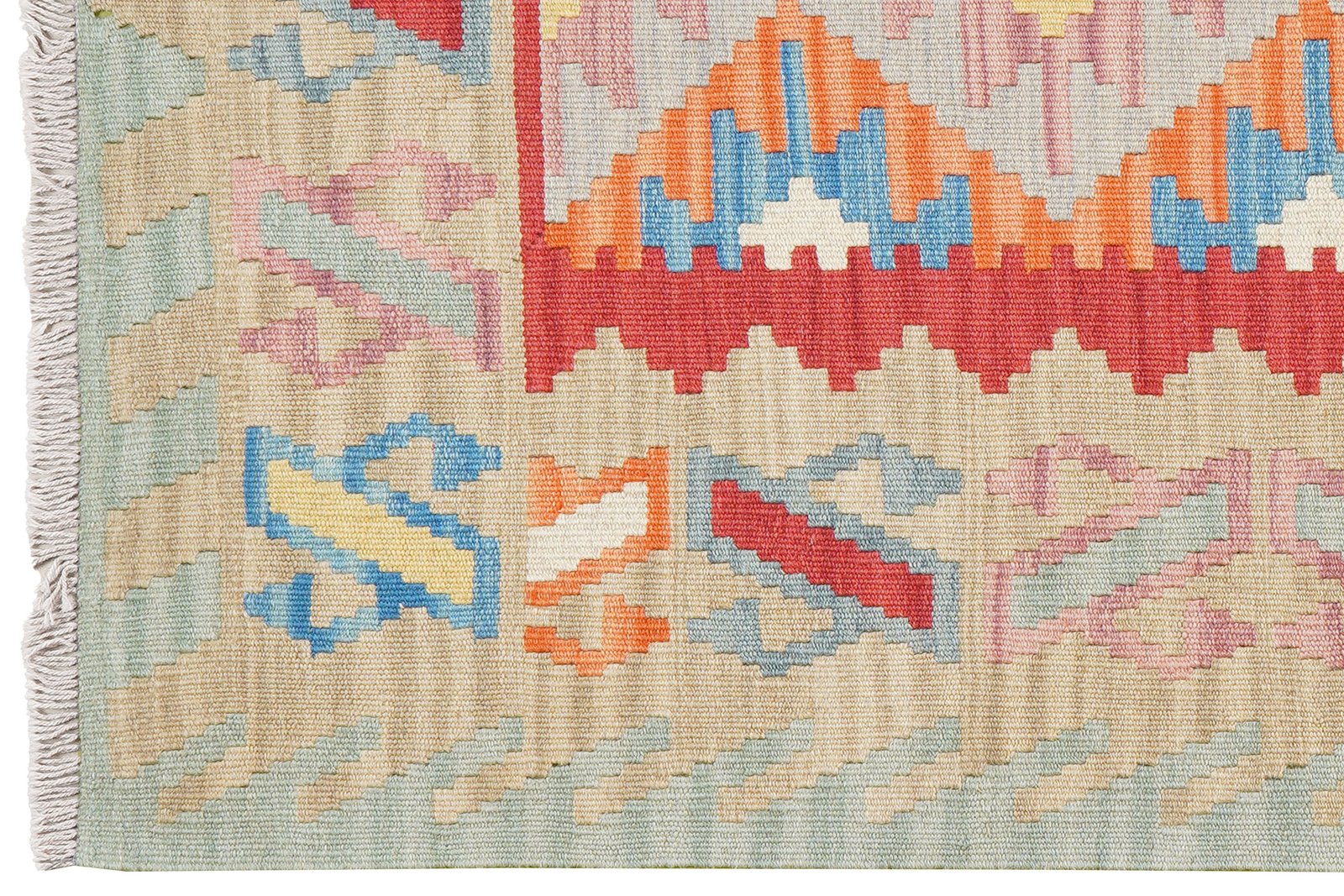 Kelim Gashgai — Handmade, 107x158 cm, Red, 100% Virgin Wool | View 3