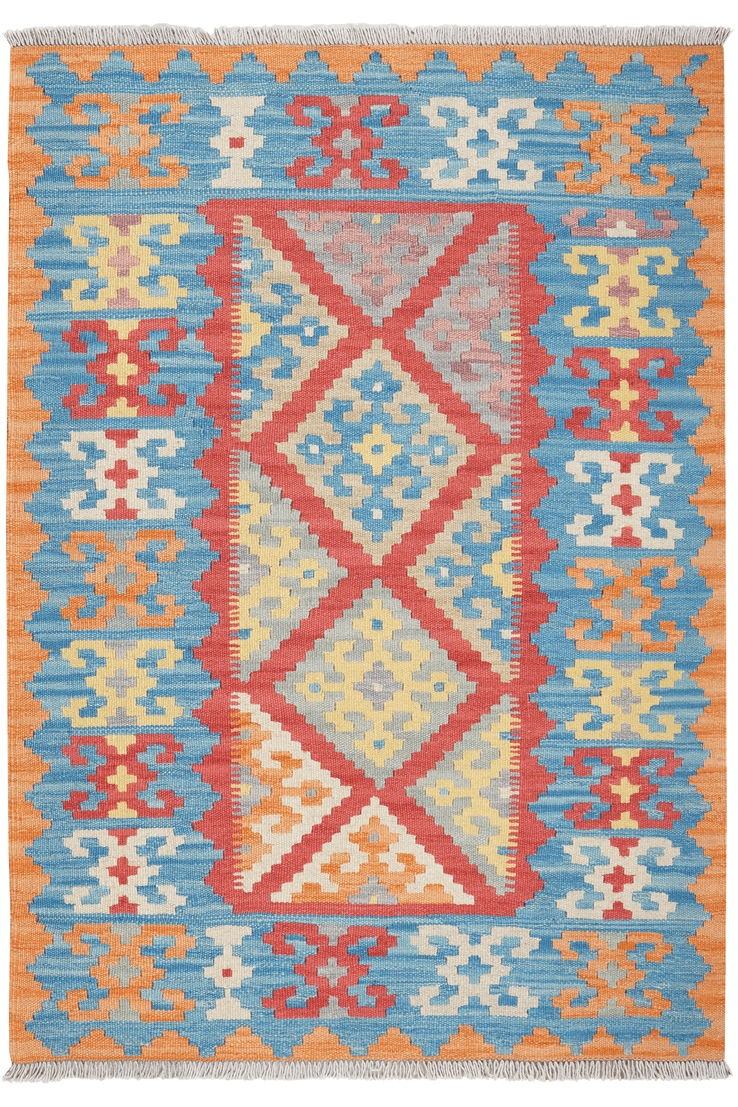 Kelim Gashgai — Handmade, 106x149 cm, Red, 100% Virgin Wool | Main view