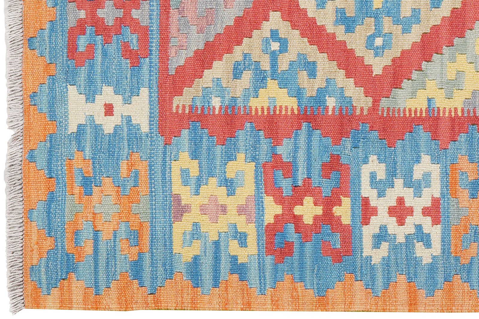 Kelim Gashgai — Handmade, 106x149 cm, Red, 100% Virgin Wool | View 3
