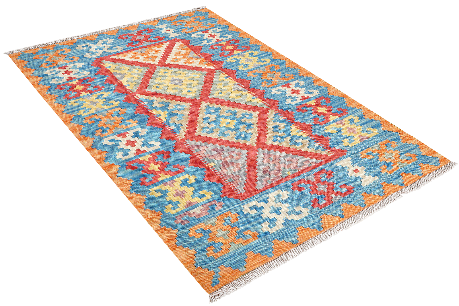 Kelim Gashgai — Handmade, 106x149 cm, Red, 100% Virgin Wool | View 4