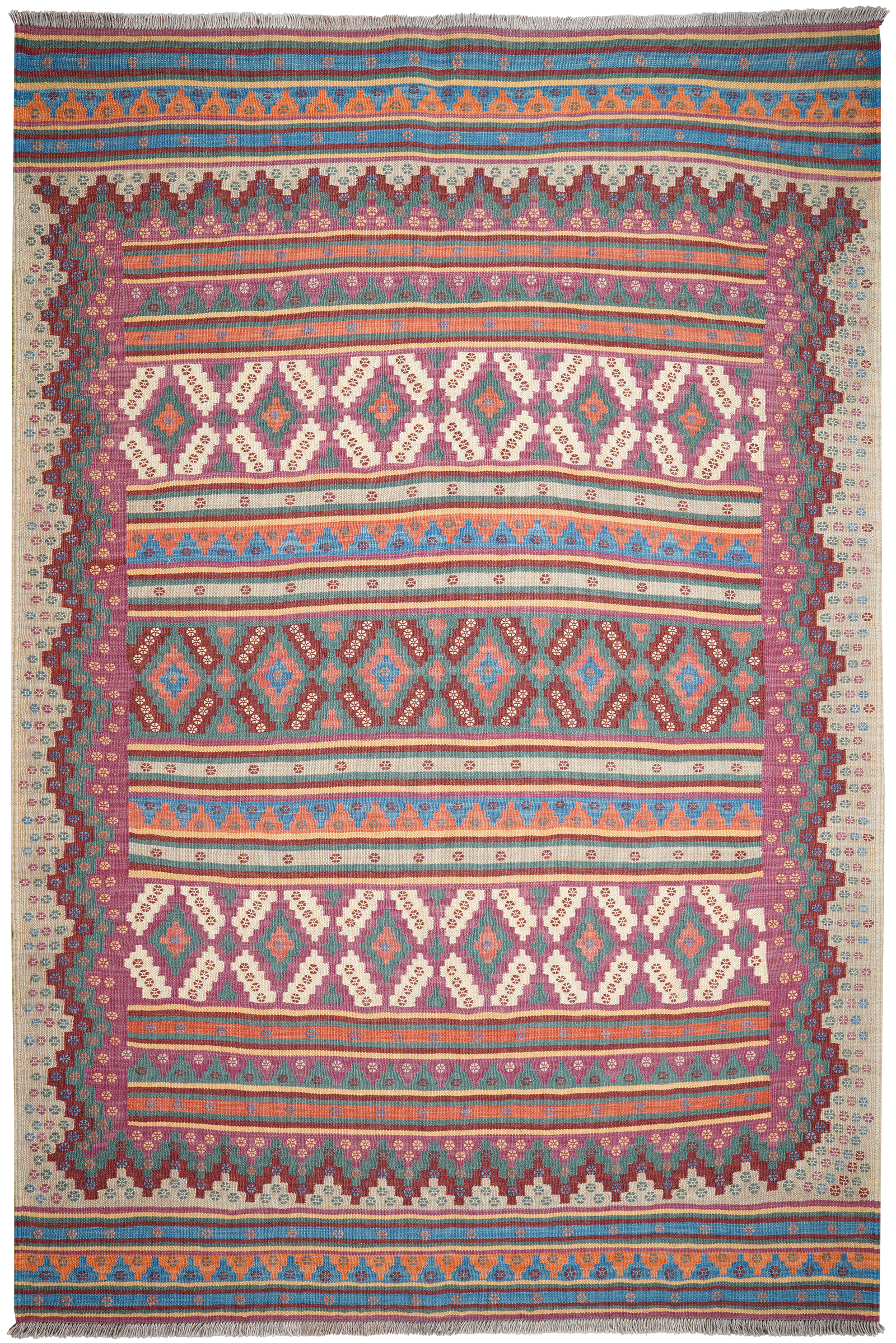Sumak Sirdjan — Handgefertigt, 242x160 cm, Bunt, 100% Virgin Wool | Main view