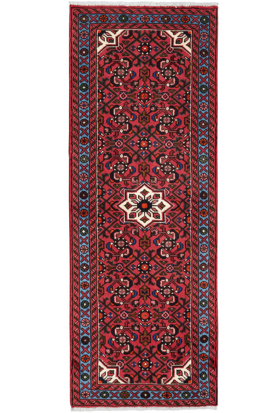 Hosseinabad — Hand-knotted, 69x191 cm, Red, 100% Virgin Wool | Main view