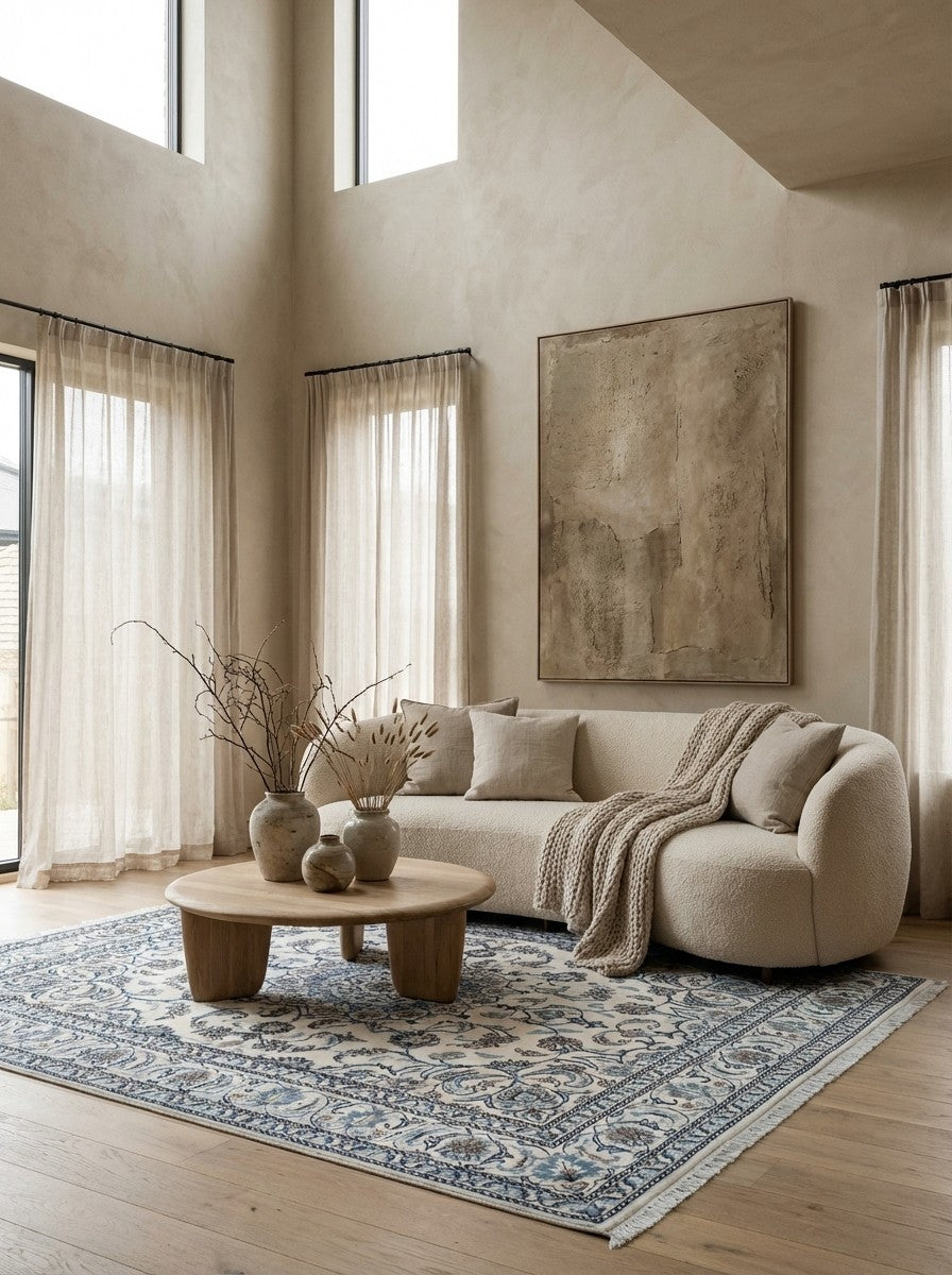 Nain 12La — Hand-knotted, 193x241 cm, Beige, 100% Virgin Wool | Detail view