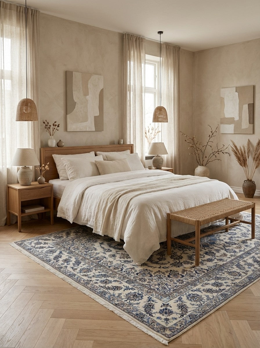 Nain 12La — Hand-knotted, 245x345 cm, Beige, 100% Virgin Wool | Detail view