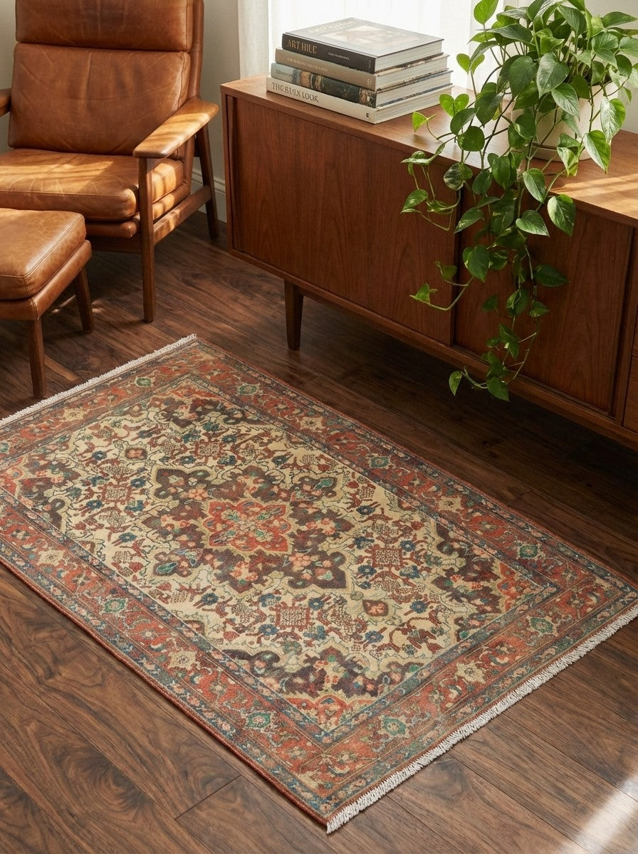 Heritage — Hand-knotted, 98x154 cm, Beige, 100% Virgin Wool | Back view