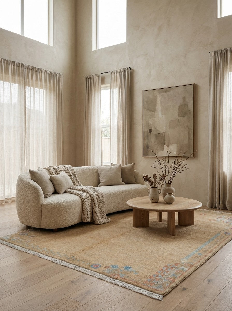 Nepal Laxmi — Hand-knotted, 173x244 cm, Beige, 100% Virgin Wool | Detail view