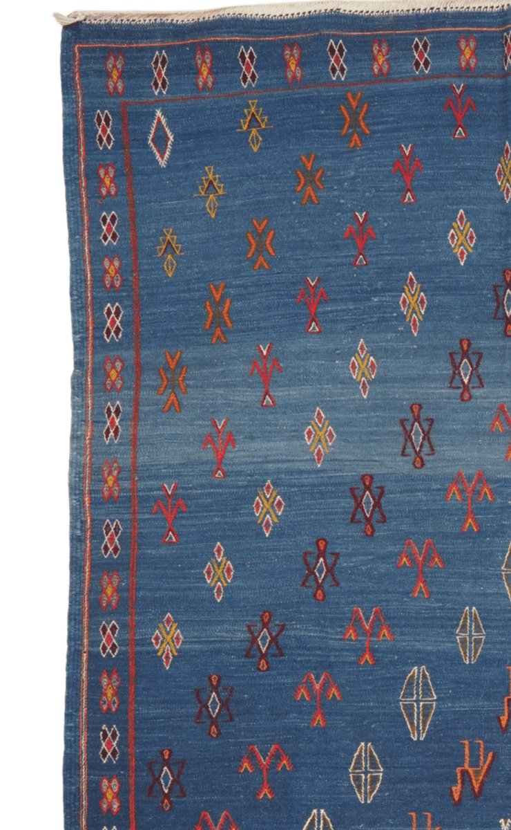 Kelim — Handmade, 149x260 cm, Blue, 100% Virgin Wool | View 3