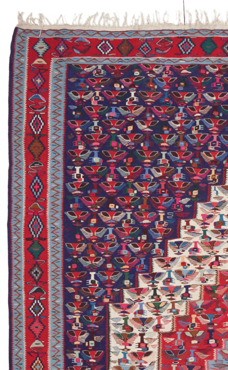 Kelim — Handmade, 197x289 cm, Blue, 100% Virgin Wool | View 3