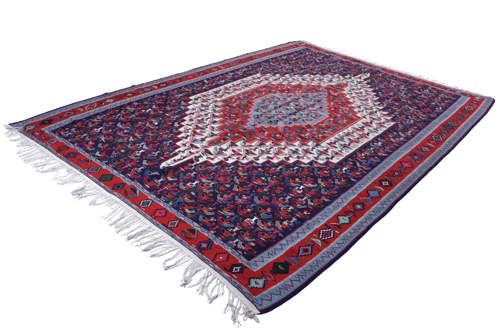Kelim — Handmade, 197x289 cm, Blue, 100% Virgin Wool | View 6