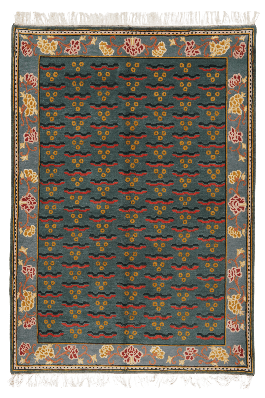 Nepal Uma — Hand-knotted, 158x223 cm, Green, 100% Virgin Wool | Main view