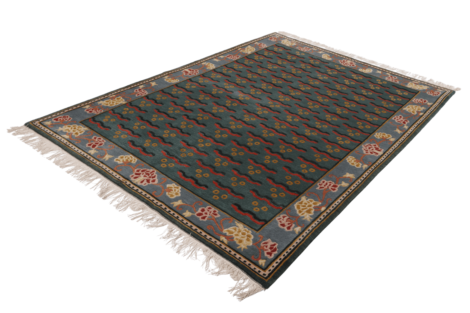 Nepal Uma — Hand-knotted, 158x223 cm, Green, 100% Virgin Wool | View 6