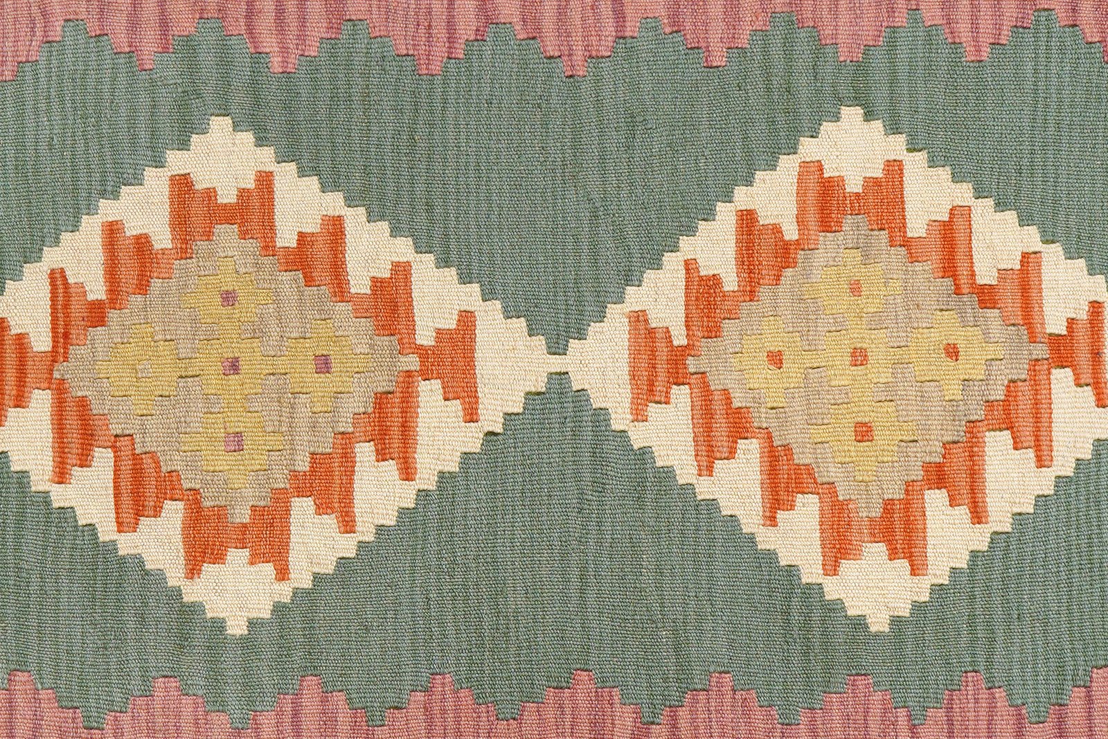 Kelim Gashgai — Handmade, 124x180 cm, Green, 100% Virgin Wool | View 5