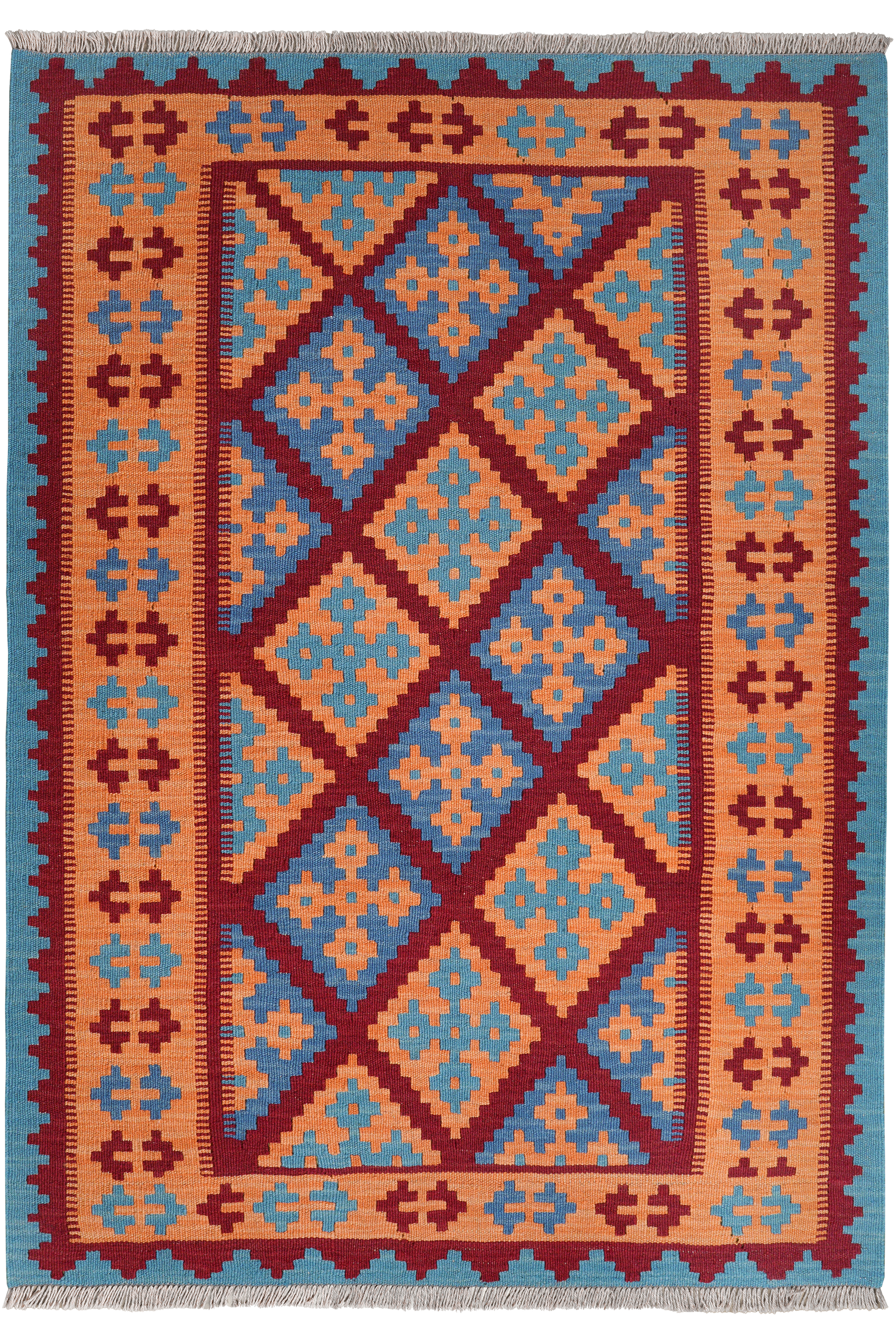Kelim Gashgai — Handgefertigt, 178x124 cm, Orange, 100% Virgin Wool | Main view