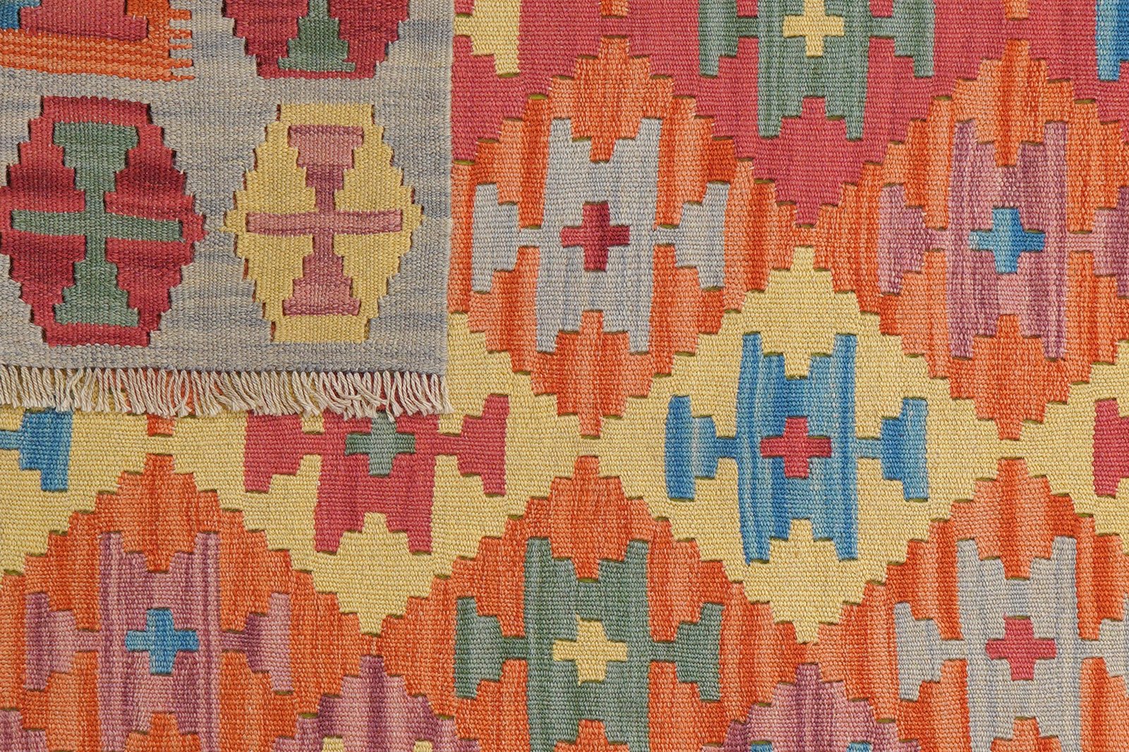 Kelim Gashgai — Handmade, 132x176 cm, Red, 100% Virgin Wool | View 6